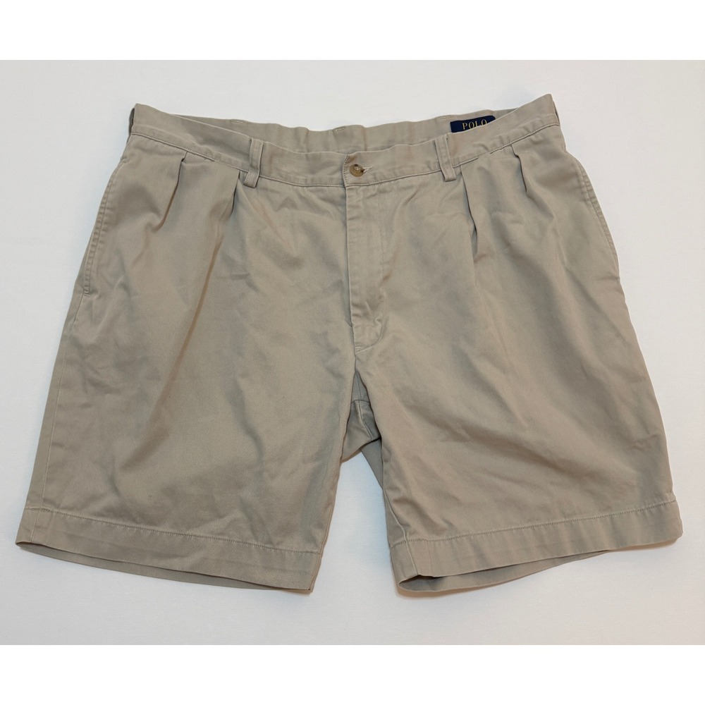 Polo Ralph Lauren Mens Classic Fit Pleated 9" Chino Shorts Khaki Tan 38